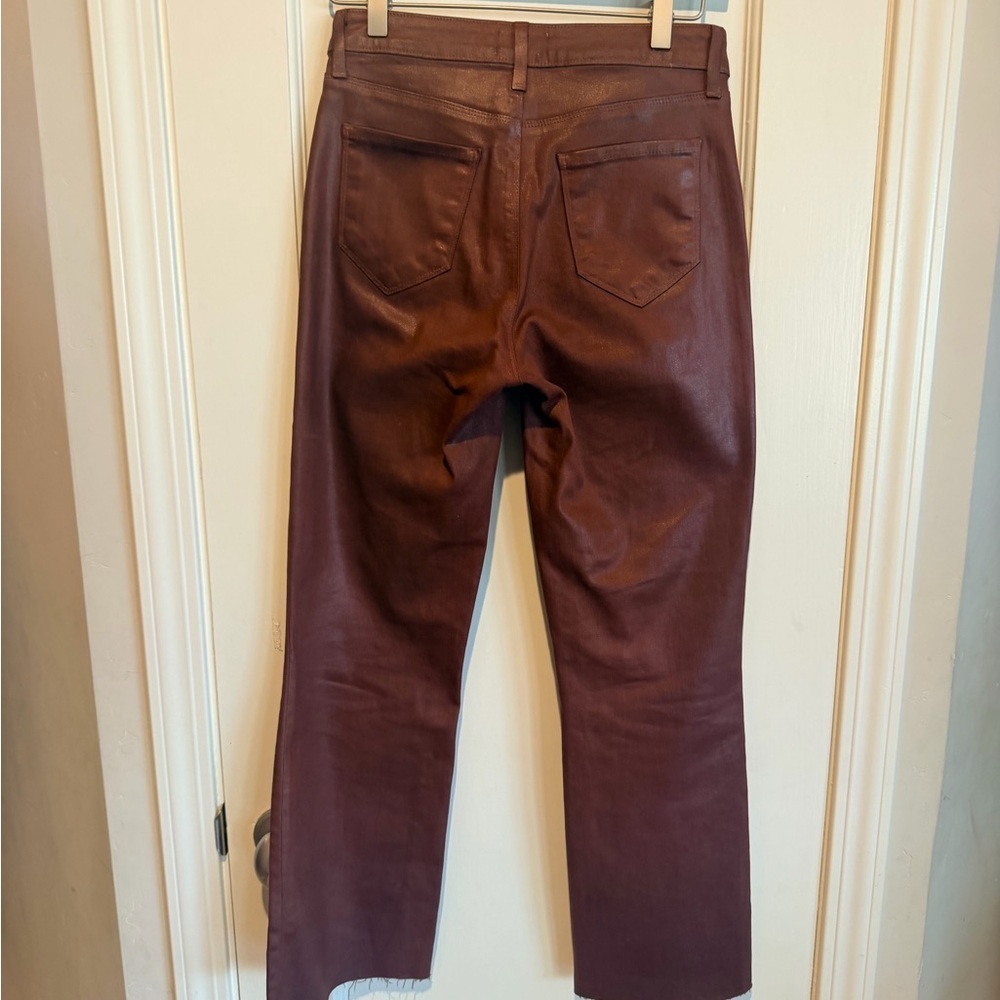 L'AGENCE Kendra Coated Chocolate Flare Pants - Picture 3 of 12